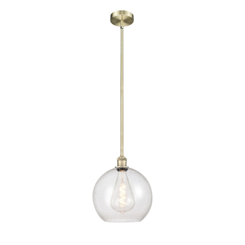 Innovations Athens 12in 1-Light Mini Pendant | Industrial Antique Brass Steel and Seedy Glass | Kitchen Island & Dining Room | Model 616-1S-AB-G124-12