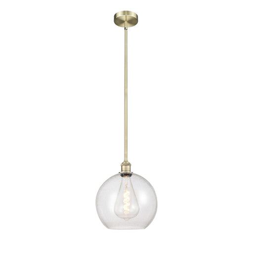 Innovations Athens 12in 1-Light Mini Pendant | Industrial Antique Brass Steel and Seedy Glass | Kitchen Island & Dining Room | Model 616-1S-AB-G124-12