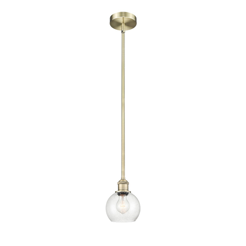 Innovations Athens 6in 1-Light Mini Pendant | Industrial Antique Brass Steel and Seedy Glass | Kitchen Island & Dining Room | Model 616-1S-AB-G124-6