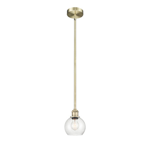Innovations Athens 6in 1-Light Mini Pendant | Industrial Antique Brass Steel and Seedy Glass | Kitchen Island & Dining Room | Model 616-1S-AB-G124-6-LED