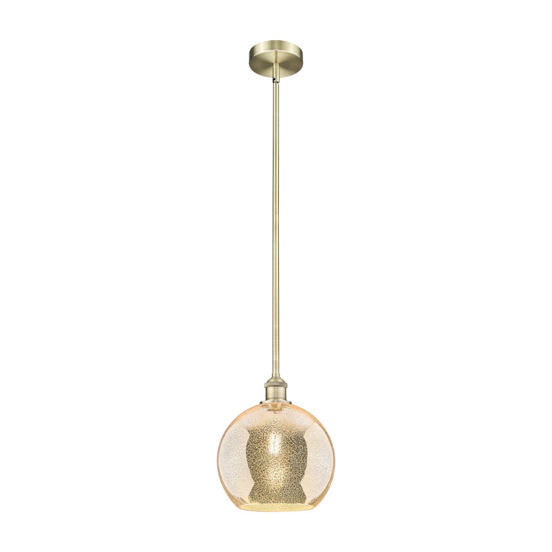 Innovations Athens 10in 1-Light Mini Pendant | Industrial Antique Brass Steel and Mercury Glass | Kitchen Island & Dining Room | Model 616-1S-AB-G128-10