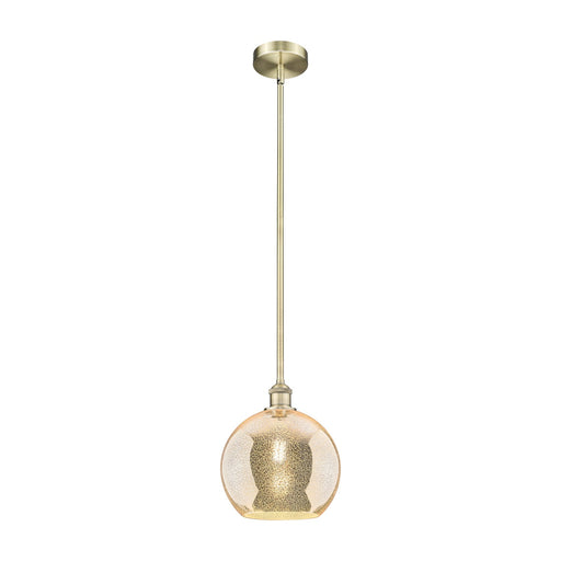 Innovations Athens 10in 1-Light Mini Pendant | Industrial Antique Brass Steel and Mercury Glass | Kitchen Island & Dining Room | Model 616-1S-AB-G128-10