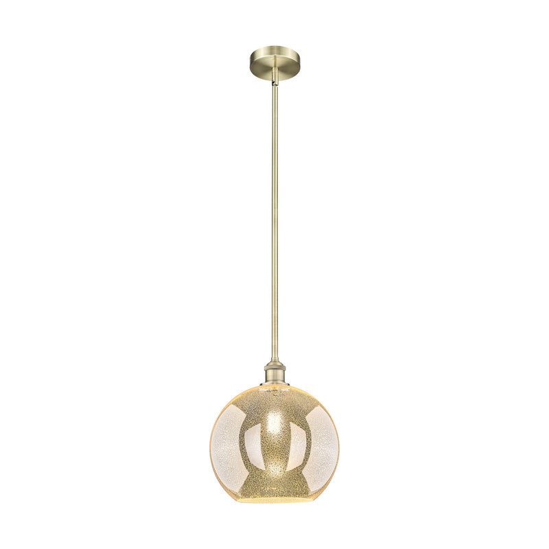 Innovations Athens 12in 1-Light Mini Pendant | Industrial Antique Brass Steel and Mercury Glass | Kitchen Island & Dining Room | Model 616-1S-AB-G128-12