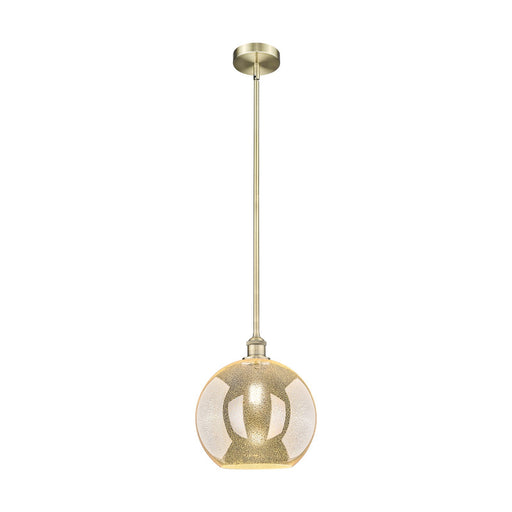 Innovations Athens 12in 1-Light Mini Pendant | Industrial Antique Brass Steel and Mercury Glass | Kitchen Island & Dining Room | Model 616-1S-AB-G128-12