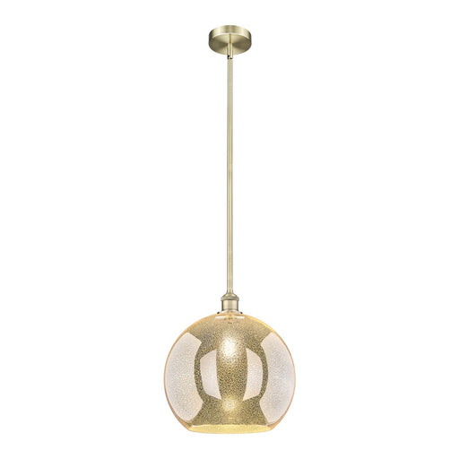 Innovations Athens 14in 1-Light Pendant | Industrial Antique Brass Steel and Mercury Glass | Kitchen Island & Dining Room | Model 616-1S-AB-G128-14