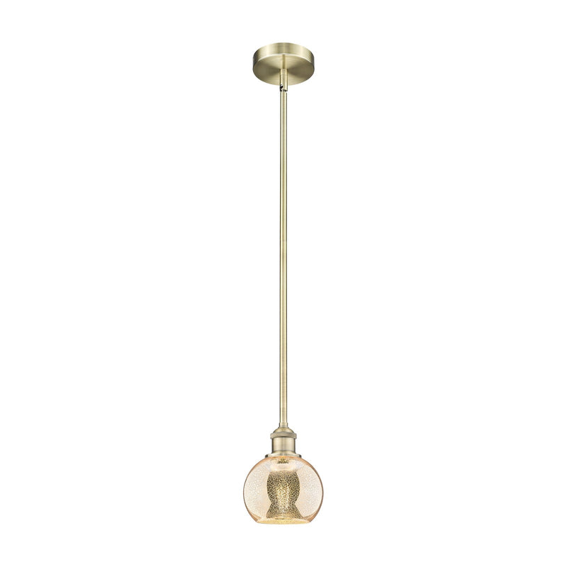 Innovations Athens 6in 1-Light Mini Pendant | Industrial Antique Brass Steel and Mercury Glass | Kitchen Island & Dining Room | Model 616-1S-AB-G128-6
