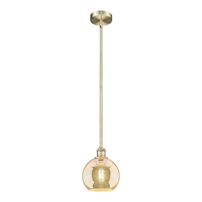 Innovations Athens 8in 1-Light Mini Pendant | Industrial Antique Brass Steel and Mercury Glass | Kitchen Island & Dining Room | 8 | Model 616-1S-AB-G128-8