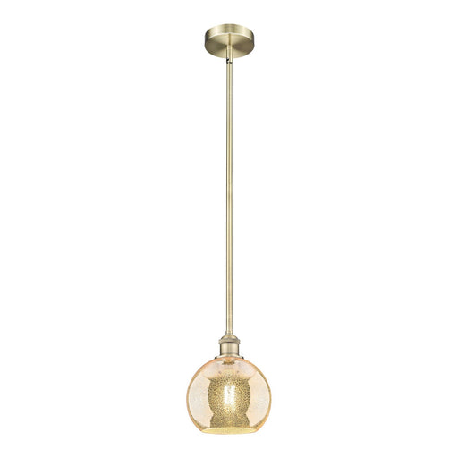Innovations Athens 8in 1-Light Mini Pendant | Industrial Antique Brass Steel and Mercury Glass | Kitchen Island & Dining Room | 8 | Model 616-1S-AB-G128-8