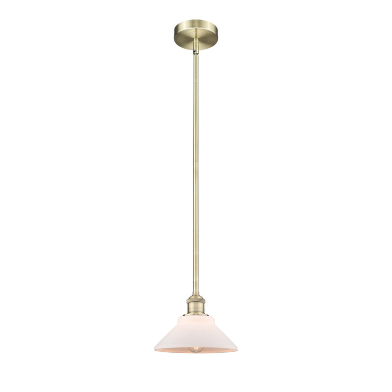 Innovations Orwell 8in 1-Light Mini Pendant | Industrial Antique Brass and Matte White Glass | Kitchen Island & Dining Room | 8.38 | Model 616-1S-AB-G131
