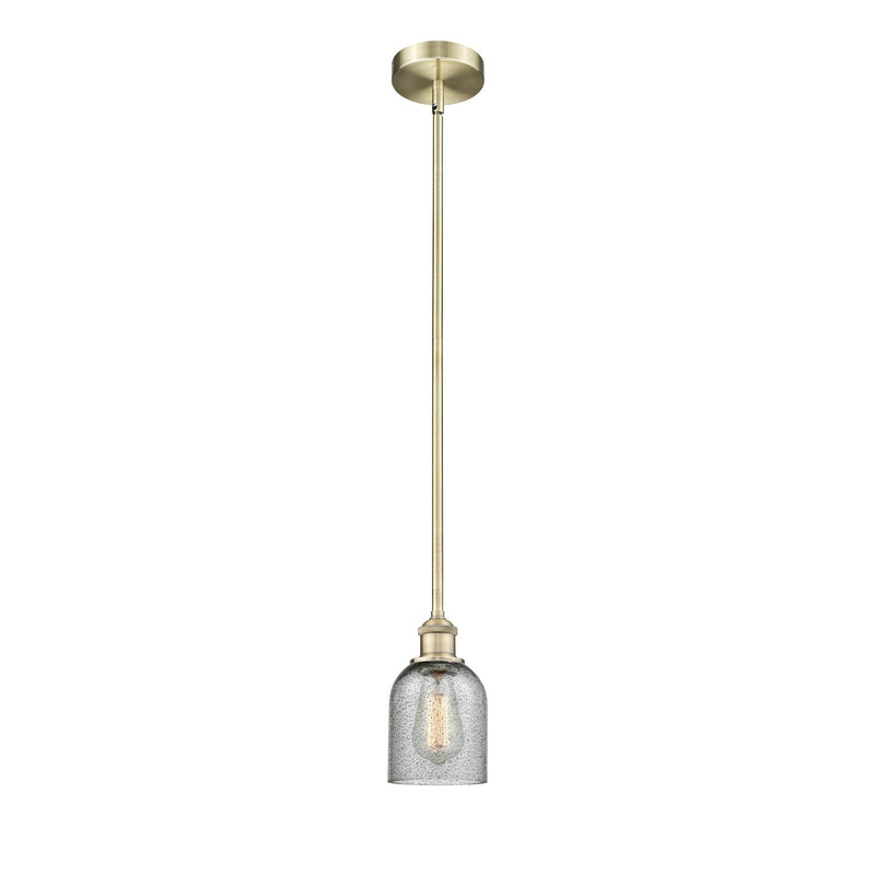 Innovations Caledonia 5in 1-Light Mini Pendant | Industrial Antique Brass Steel and Charcoal Glass | Kitchen Island & Dining Room | Model 616-1S-AB-G257