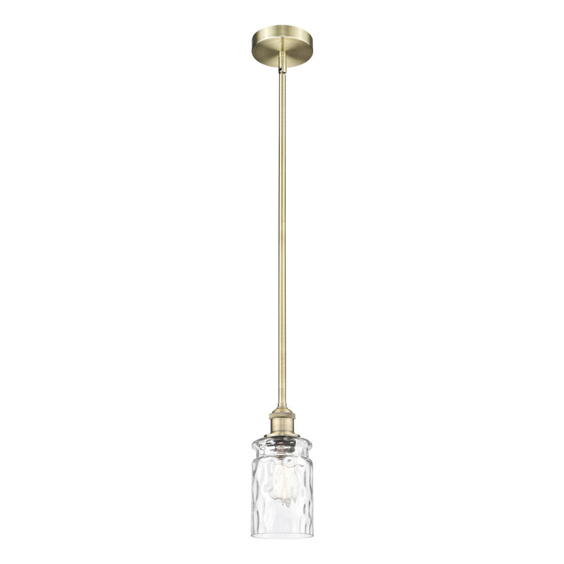 Innovations Candor 1-Light Mini Pendant | Industrial Antique Brass Steel and Clear Waterglass Frosted Glass | Kitchen Island & | Model 616-1S-AB-G352