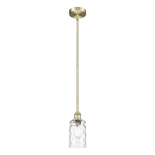 Innovations Candor 1-Light Mini Pendant | Industrial Antique Brass Steel and Clear Waterglass Frosted Glass | Kitchen Island & | Model 616-1S-AB-G352