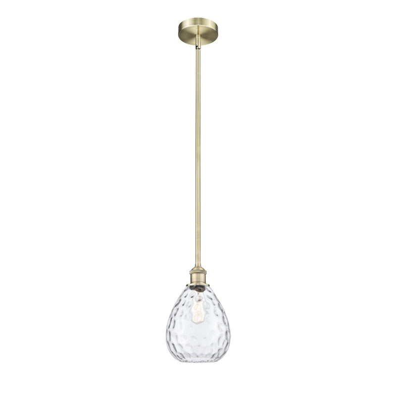 Innovations Waverly 8in 1-Light Mini Pendant | Industrial Antique Brass Steel and Clear Glass | Kitchen Island & Dining Room | 8 x | Model 616-1S-AB-G372