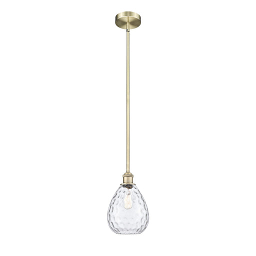 Innovations Waverly 8in 1-Light Mini Pendant | Industrial Antique Brass Steel and Clear Glass | Kitchen Island & Dining Room | Model 616-1S-AB-G372-LED