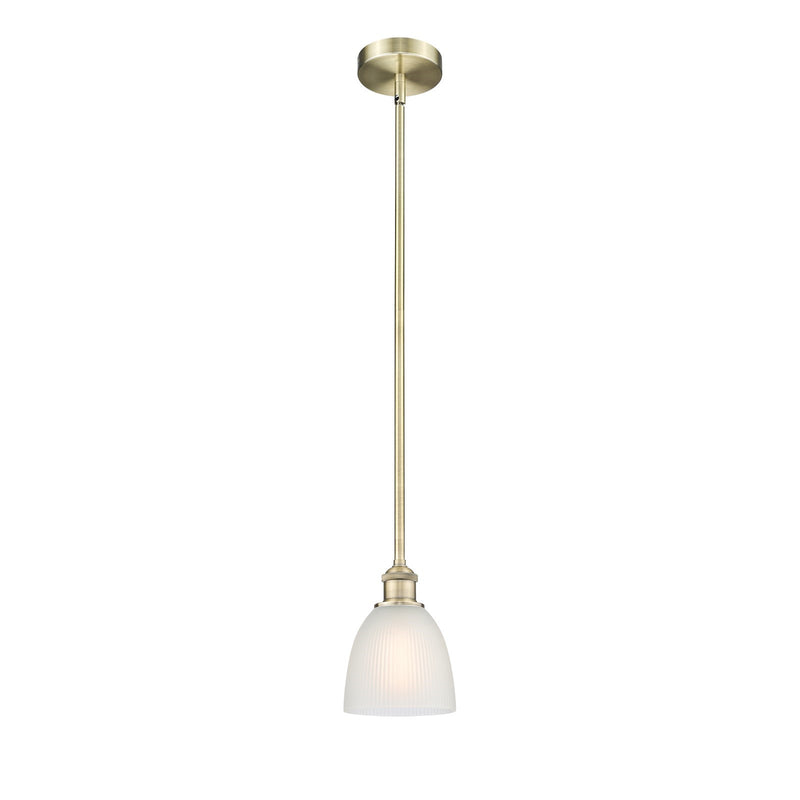 Innovations Castile 6in 1-Light Mini Pendant | Industrial Antique Brass Steel and White Castile Glass | Kitchen Island & Dining | Model 616-1S-AB-G381