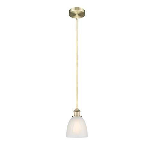 Innovations Castile 6in 1-Light Mini Pendant | Industrial Antique Brass Steel and White Glass | Kitchen Island & Dining Room | Model 616-1S-AB-G381-LED