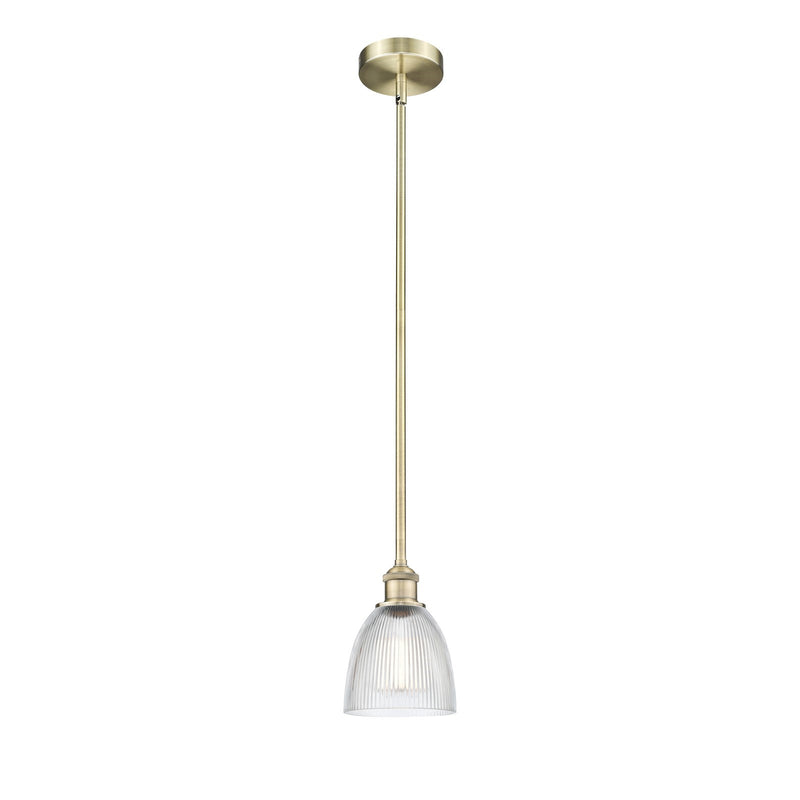Innovations Castile 6in 1-Light Mini Pendant | Industrial Antique Brass Steel and Clear Glass | Kitchen Island & Dining Room | 6 x | Model 616-1S-AB-G382