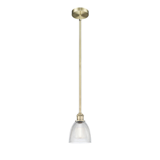 Innovations Castile 6in 1-Light Mini Pendant | Industrial Antique Brass Steel and Clear Glass | Kitchen Island & Dining Room | Model 616-1S-AB-G382-LED