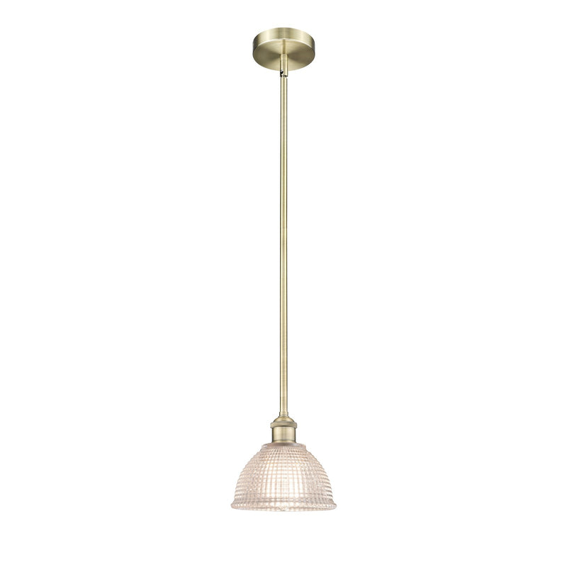 Innovations Lighting Arietta 8in 1-Light Mini Pendant | Industrial Antique Brass Steel and Clear Glass | Kitchen Island & Breakfast | Model 616-1S-AB-G422