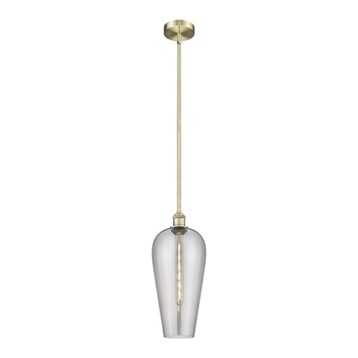 Innovations Chelsea 8in 1-Light Mini Pendant | Industrial Antique Brass Steel and Light Smoked Glass | Kitchen Island & Dining | Model 616-1S-AB-G456-8SM