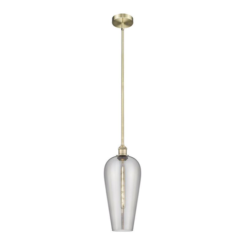 Innovations Chelsea 8in 1-Light Mini Pendant | Industrial Antique Brass Steel and Light Smoked Glass | Kitchen Island & Dining | Model 616-1S-AB-G456-8SM