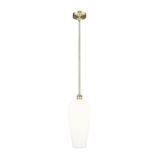 Innovations Chelsea 8in 1-Light Mini Pendant | Industrial Antique Brass Steel and White Glass | Kitchen Island & Dining Room | Model 616-1S-AB-G456-8WH
