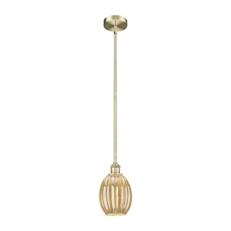 Innovations Preston Bulb 6in 1-Light Mini Pendant | Industrial Antique Brass Steel and Mercury Glass | Kitchen Island & Dining | Model 616-1S-AB-G459-6ME