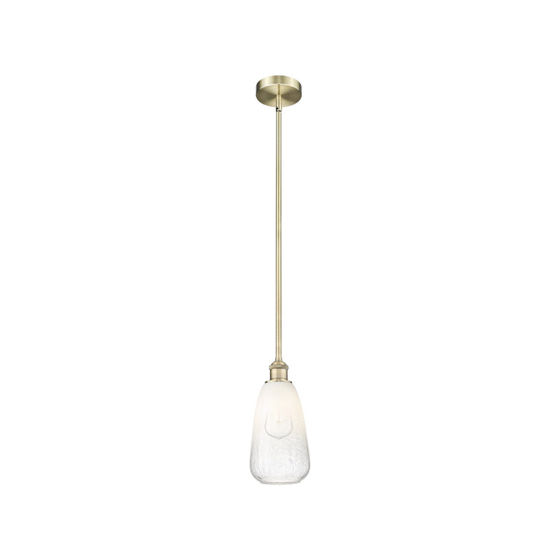 Innovations Brookhaven Almond 6in 1-Light Mini Pendant | Industrial Antique Brass Steel and Opal Glass | Kitchen Island & | Model 616-1S-AB-G480-6OP