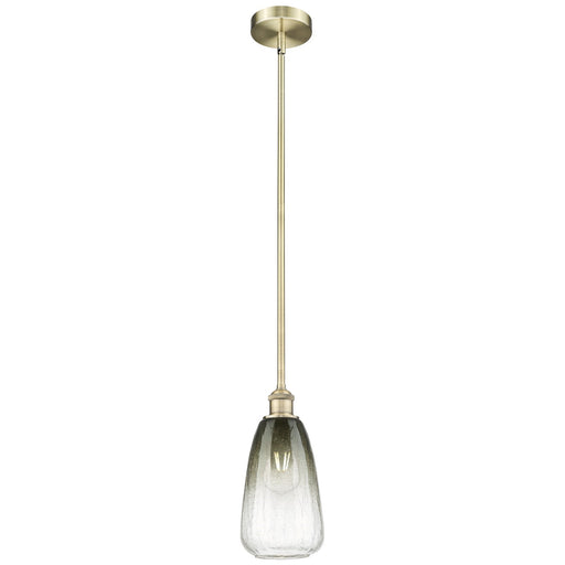 Innovations Brookhaven Almond 6in 1-Light Mini Pendant | Industrial Antique Brass and Slate Glass | Kitchen Island & Dining | Model 616-1S-AB-G480-6SL