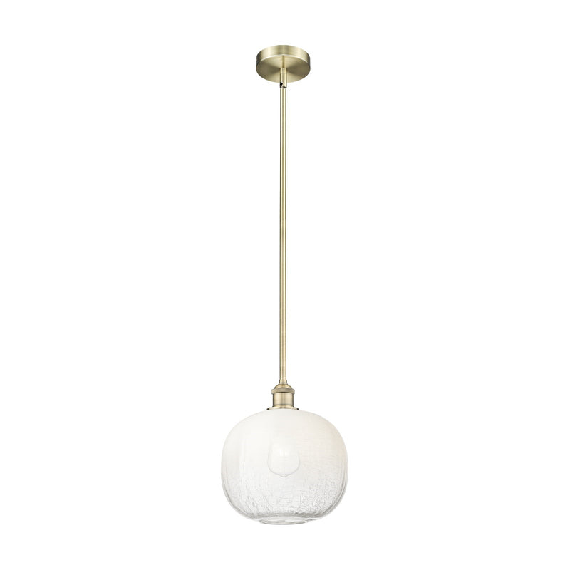 Innovations Brookhaven Sphere 11in 1-Light Mini Pendant | Industrial Antique Brass Steel and Opal Glass | Kitchen Island & | Model 616-1S-AB-G481-10OP