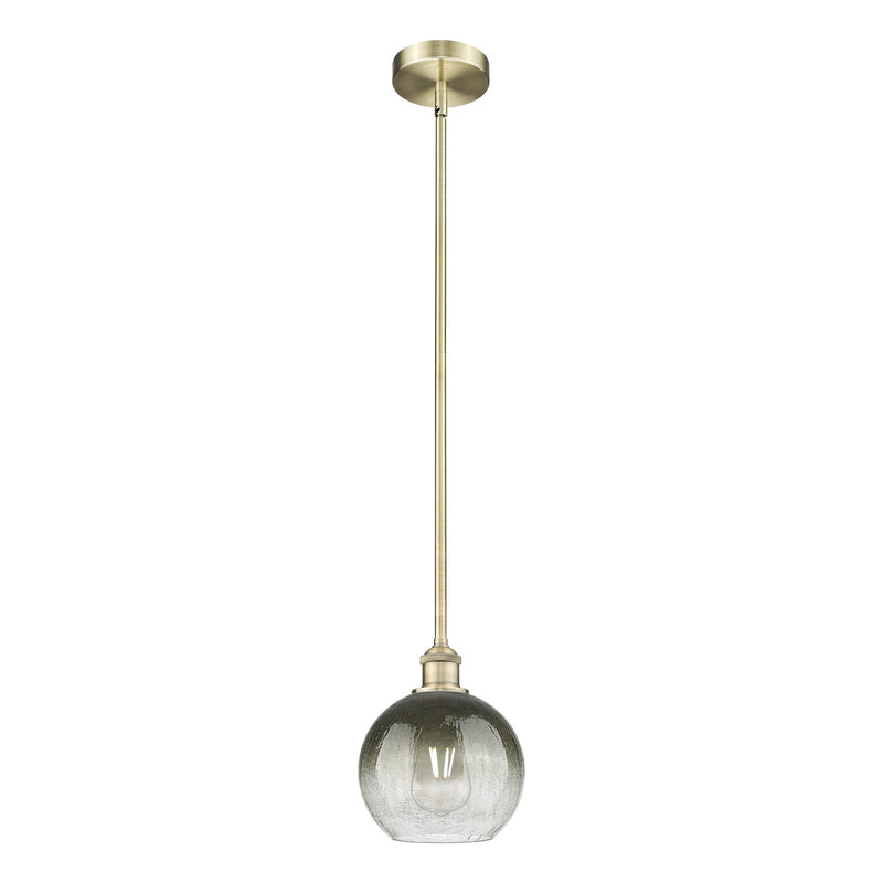 Innovations Brookhaven Globe 8in 1-Light Mini Pendant | Industrial Antique Brass Steel and Slate Glass | Kitchen Island & | Model 616-1S-AB-G483-8SL