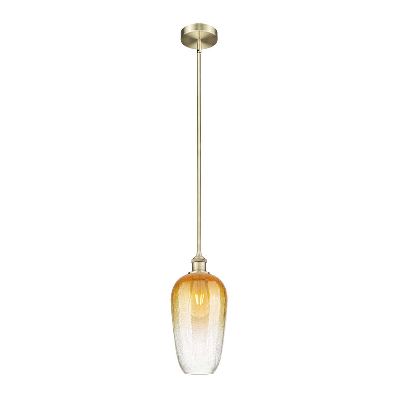 Innovations Brookhaven Flute 7in 1-Light Mini Pendant | Industrial Antique Brass and Amber Glass | Kitchen Island & Dining Room | Model 616-1S-AB-G484-7AM