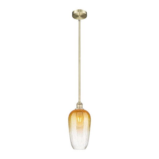 Innovations Brookhaven Flute 7in 1-Light Mini Pendant | Industrial Antique Brass and Amber Glass | Kitchen Island & Dining Room | Model 616-1S-AB-G484-7AM