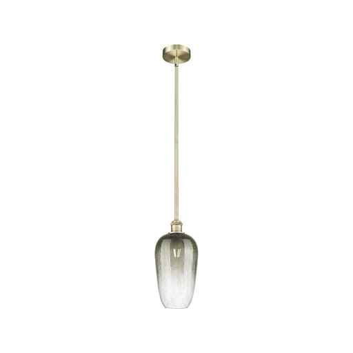 Innovations Brookhaven Flute 7in 1-Light Mini Pendant | Industrial Antique Brass Steel and Slate Glass | Kitchen Island & | Model 616-1S-AB-G484-7SL