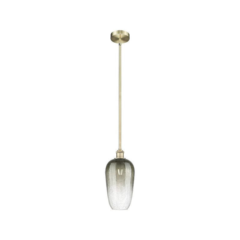 Innovations Brookhaven Flute 7in 1-Light Mini Pendant | Industrial Antique Brass Steel and Slate Glass | Kitchen Island & | Model 616-1S-AB-G484-7SL