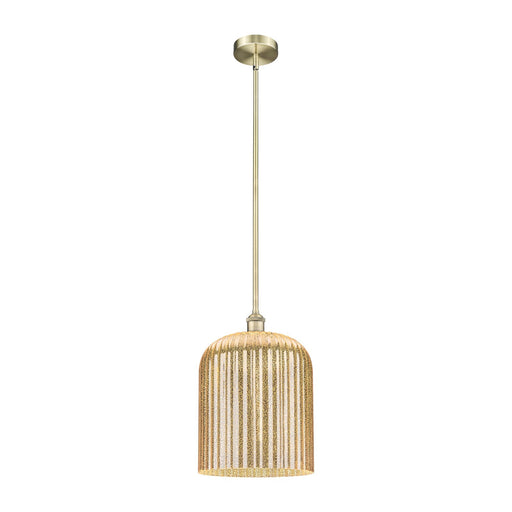 Innovations Bridal Veil 5in 1-Light Mini Pendant | Art Nouveau Antique Brass Steel and Mercury Ribbed Glass | Kitchen Island & | Model 616-1S-AB-G559-12ME