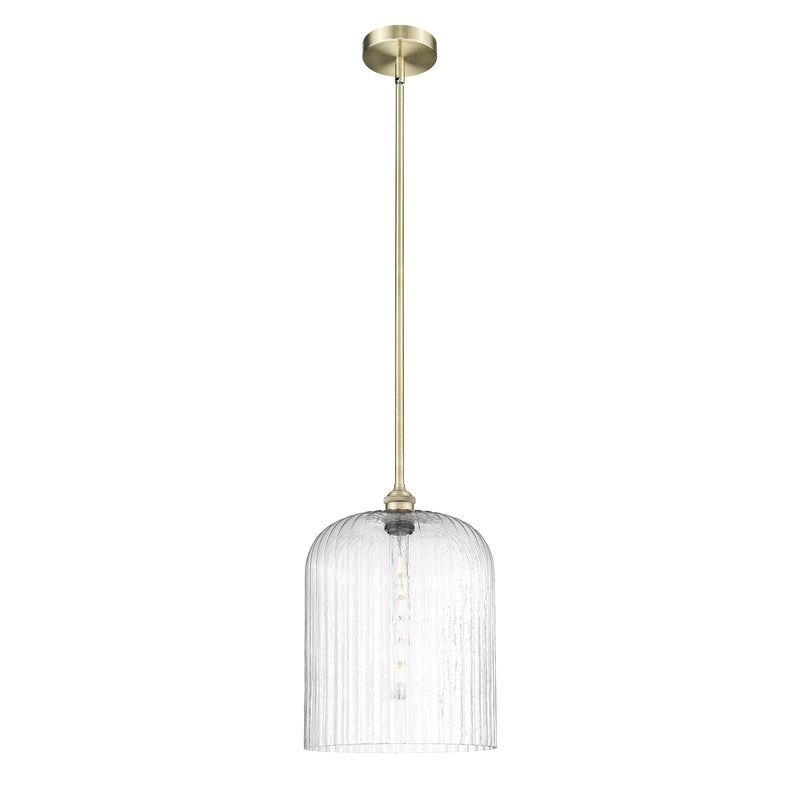 Innovations Bridal Veil 5in 1-Light Mini Pendant | Art Nouveau Antique Brass Steel and Seedy Ribbed Glass | Kitchen Island & | Model 616-1S-AB-G559-12SDY