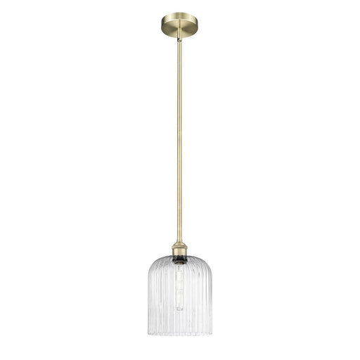 Innovations Bridal Veil 5in 1-Light Mini Pendant | Art Nouveau Antique Brass Steel and Seedy Ribbed Glass | Kitchen Island & | Model 616-1S-AB-G559-8SDY