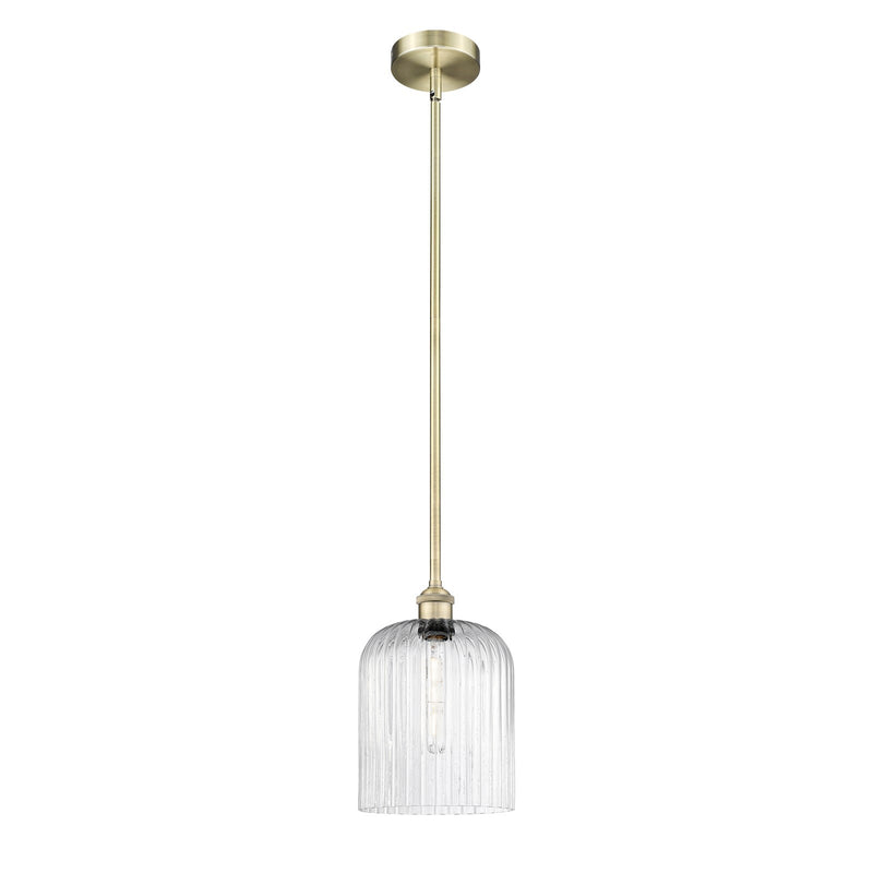 Innovations Bridal Veil 5in 1-Light Mini Pendant | Art Nouveau Antique Brass Steel and Seedy Ribbed Glass | Kitchen Island & | Model 616-1S-AB-G559-8SDY