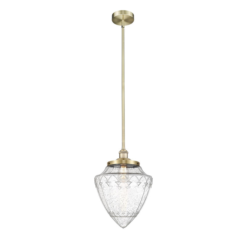 Innovations Bridgeton 12in 1-Light Mini Pendant | Traditional Antique Brass Steel and Seedy Glass | Kitchen Island & Dining Room | Model 616-1S-AB-G664-12