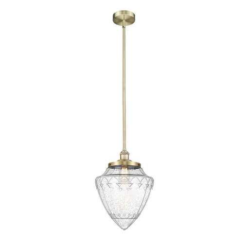 Innovations Bridgeton 12in 1-Light Mini Pendant | Traditional Antique Brass Steel and Seedy Glass | Kitchen Island & Dining Room | Model 616-1S-AB-G664-12