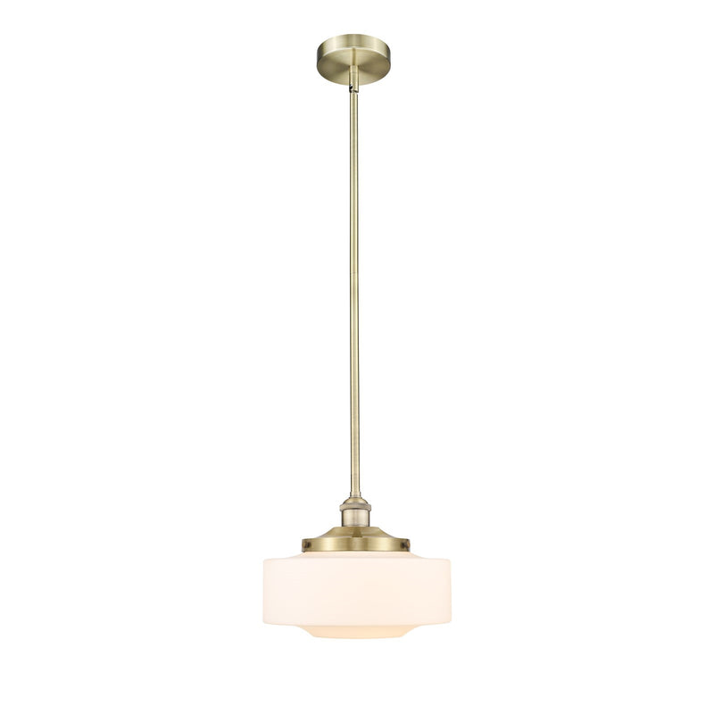 Innovations Bridgeton 12in 1-Light Mini Pendant | Traditional Antique Brass and Matte White Frosted Glass | Kitchen Island & | Model 616-1S-AB-G691-12