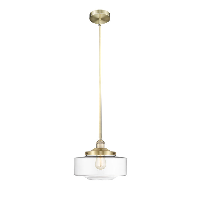 Innovations Bridgeton 12in 1-Light Mini Pendant | Traditional Antique Brass and Clear Glass | Kitchen Island & Dining Room | Model 616-1S-AB-G692-12