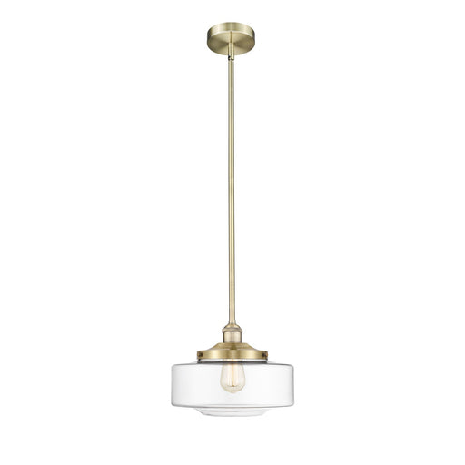Innovations Bridgeton 12in 1-Light Mini Pendant | Traditional Antique Brass and Clear Glass | Kitchen Island & Dining Room | Model 616-1S-AB-G692-12