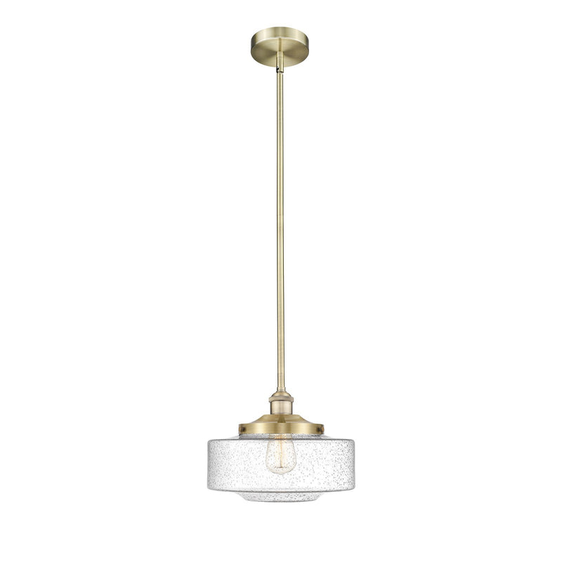 Innovations Bridgeton 12in 1-Light Mini Pendant | Traditional Antique Brass Steel and Seedy Glass | Kitchen Island & Dining Room | Model 616-1S-AB-G694-12