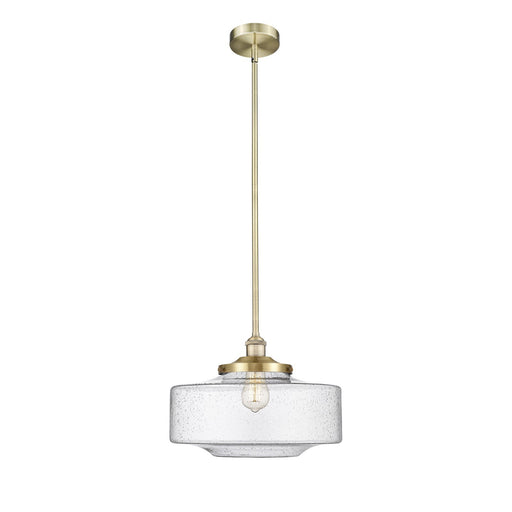 Innovations Bridgeton 16in 1-Light Mini Pendant | Traditional Antique Brass Steel and Seedy Glass | Kitchen Island & Dining Room | Model 616-1S-AB-G694-16