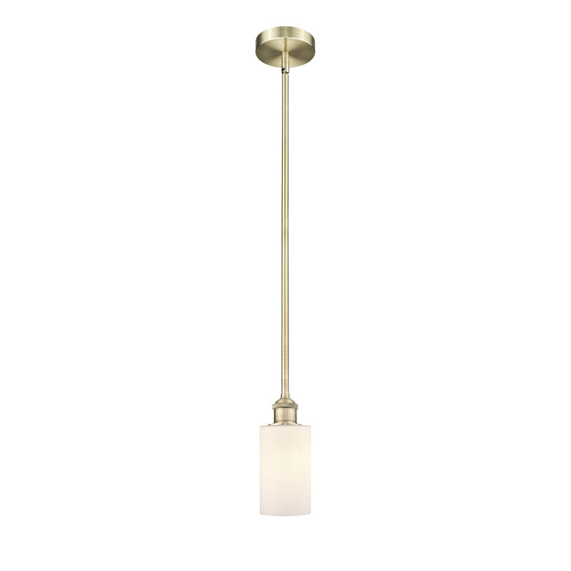 Innovations Clymer 4in 1-Light Mini Pendant | Art Nouveau Antique Brass and Matte White Glass | Kitchen Island & Dining Room | 3.88 | Model 616-1S-AB-G801