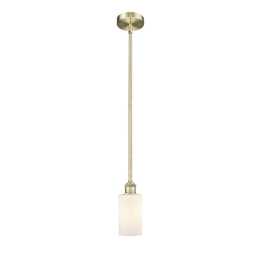 Innovations Clymer 1-Light Mini Pendant | Art Nouveau Antique Brass and Matte White Glass | Kitchen Island & Dining Room | Model 616-1S-AB-G801-LED