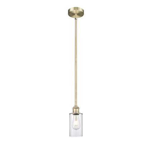 Innovations Clymer 4in 1-Light Mini Pendant | Art Nouveau Antique Brass Steel and Clear Glass | Kitchen Island & Dining Room | 3.88 | Model 616-1S-AB-G802