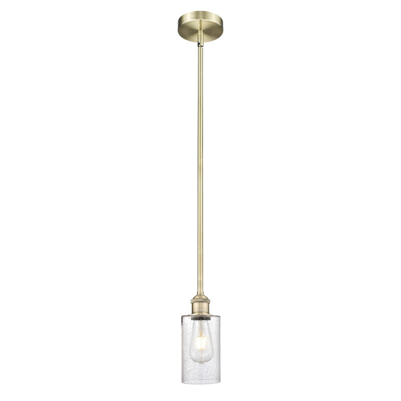Innovations Clymer 4in 1-Light Mini Pendant | Art Nouveau Antique Brass Steel and Seedy Glass | Kitchen Island & Dining Room | 3.88 | Model 616-1S-AB-G804